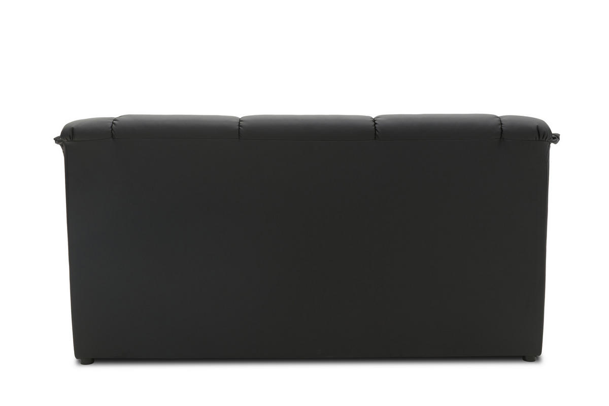 3-SITZER-SOFA BERLIN FK Lederlook Schwarz  - Schwarz, KONVENTIONELL, Kunststoff/Textil (178/89/90cm) - MID.YOU