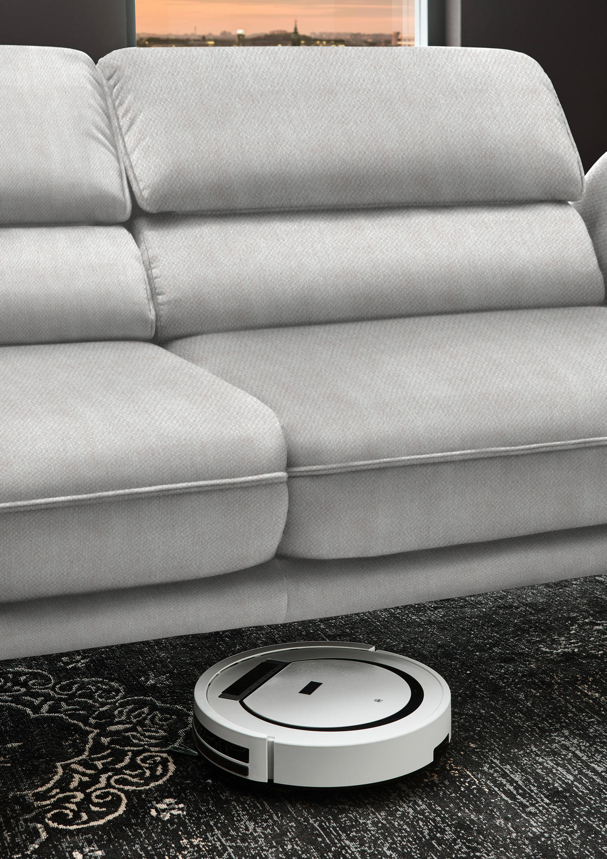 ECKSOFA in Velours Creme  - Creme/Schwarz, Design, Textil/Metall (153/283cm) - Valdera