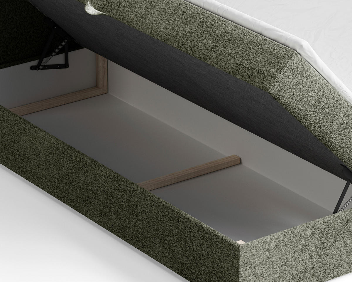 BOXBETT 140/200 cm  in Waldgrün  - Waldgrün/Schwarz, MODERN, Holz/Kunststoff (140/200cm) - MID.YOU