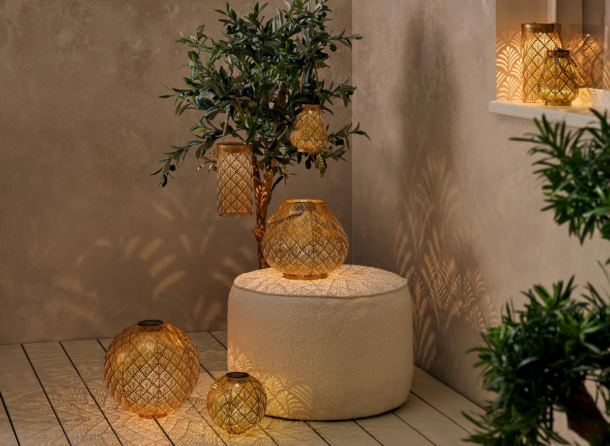SOLARLEUCHTE 29/24 cm   - Goldfarben, Design, Kunststoff/Textil (29/24cm) - Ambia Garden
