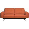 3-SITZER-SOFA in Struktur Orange  - Schwarz/Orange, Design, Textil/Metall (205/76-97/102cm) - Novel