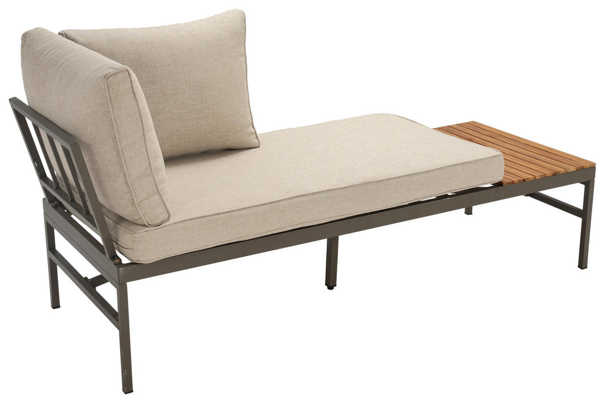 LOUNGEGARNITUR   57/35/57 cm Akazie vollmassiv Aluminium  - Beige/Beigebraun, MODERN, Holz/Textil (57/35/57cm) - Ambia Garden