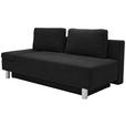 SCHLAFSOFA Flachgewebe Schwarz  - Chromfarben/Schwarz, Design, Holz/Textil (205/77-93/99cm) - Novel