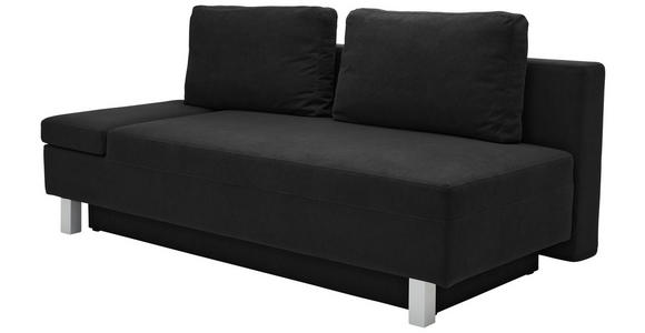 SCHLAFSOFA Flachgewebe Schwarz  - Chromfarben/Schwarz, Design, Holz/Textil (205/77-93/99cm) - Novel