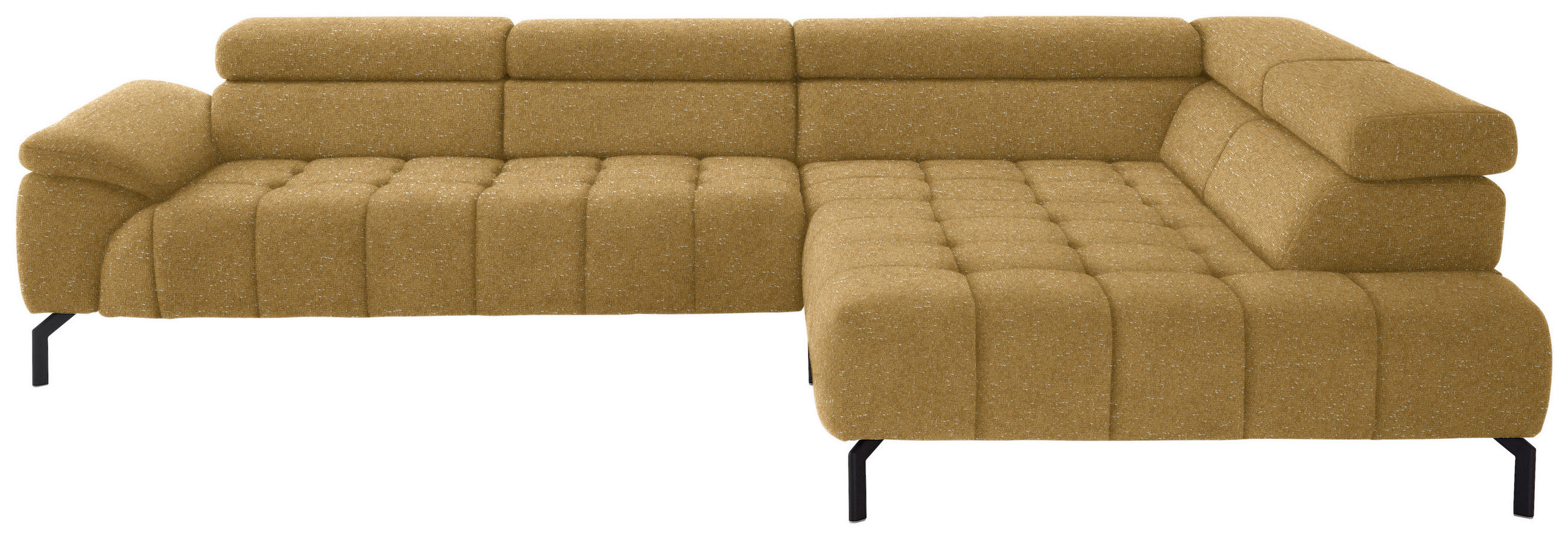ECKSOFA in Chenille Currygelb  323/222 cm  - Currygelb/Schwarz, Design, Textil/Metall (323/222cm) - Beldomo Style