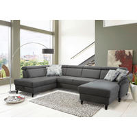 WOHNLANDSCHAFT in Mikrofaser Anthrazit  - Anthrazit/Schwarz, Konventionell, Textil/Metall (193/317/165cm) - Sit & More
