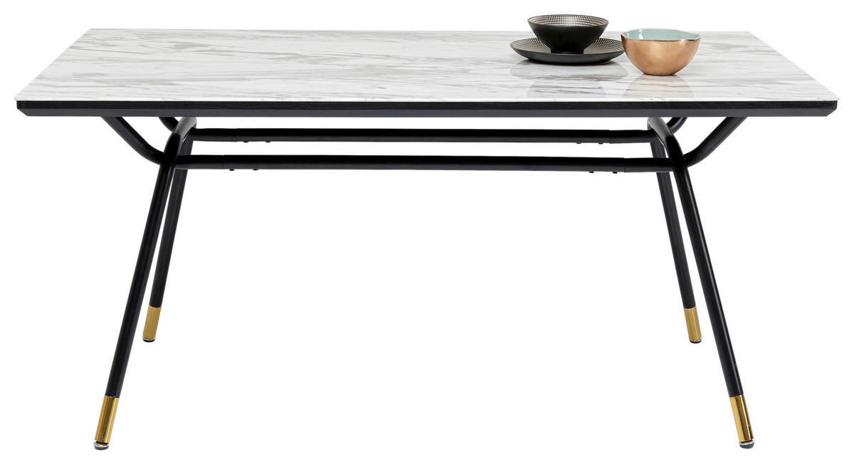 ESSTISCH in Metall, Glas, Holzwerkstoff 160/90/75 cm  - Messingfarben/Schwarz, LIFESTYLE, Glas/Holzwerkstoff (160/90/75cm) - Kare-Design