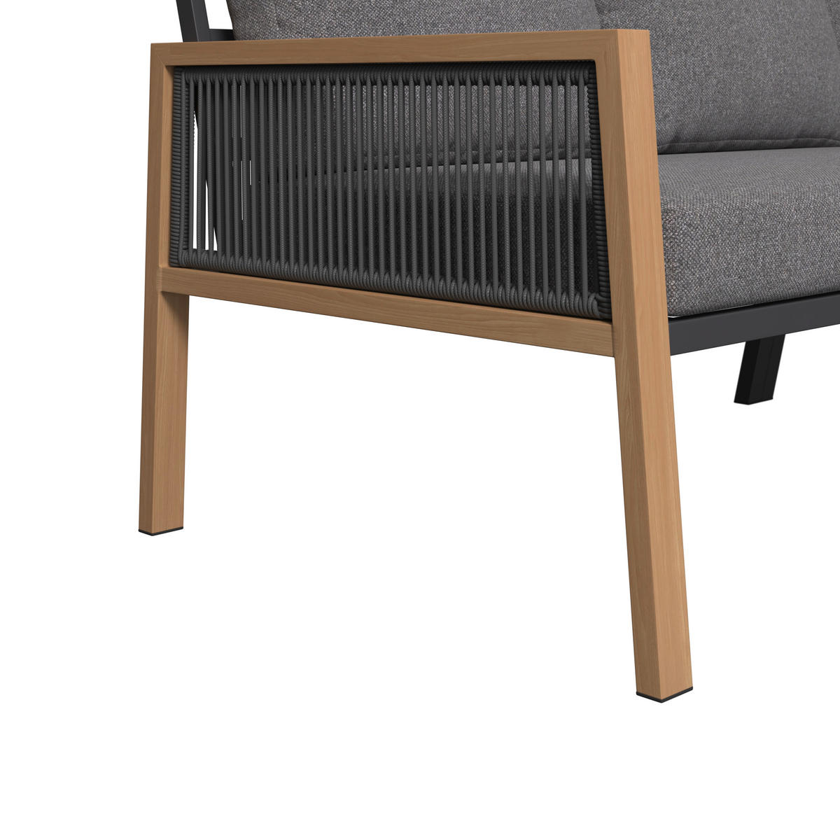 DINING-LOUNGESET 6-teilig  - Anthrazit/Naturfarben, MODERN, Glas/Textil (202.5/74/80cm) - Ambia Garden