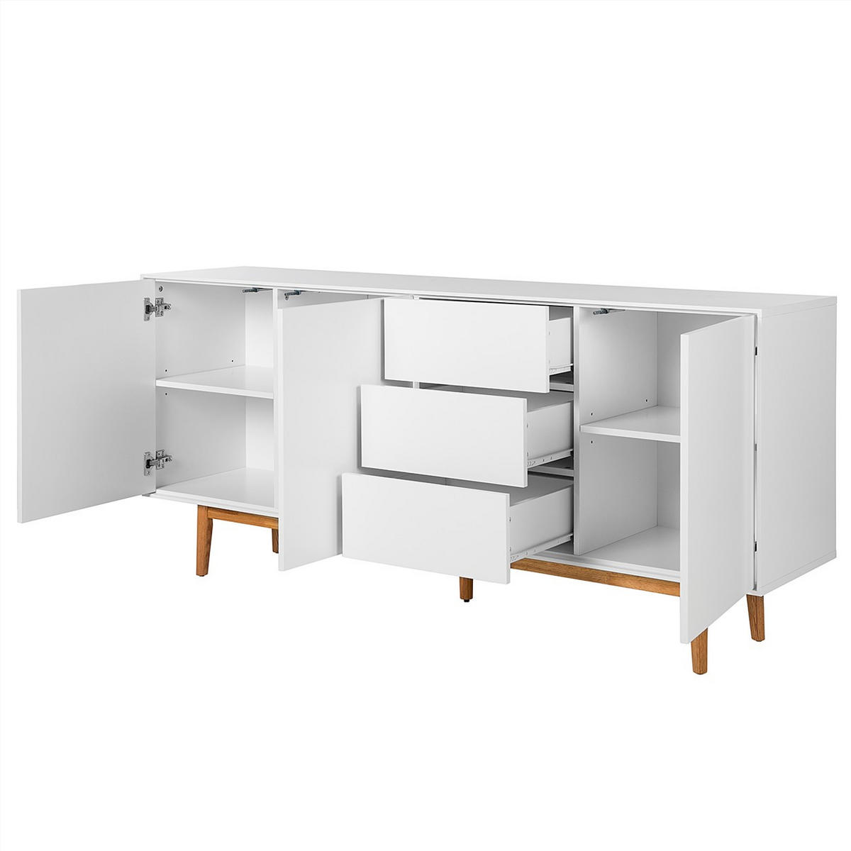 SIDEBOARD 200/80/45 cm  in Weiss, Eichefarben  - Weiss/Eichefarben, Design, Holz/Holzwerkstoff (200/80/45cm) - home24