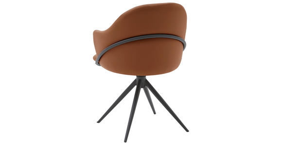 ARMLEHNSTUHL  in Echtleder pigmentiert  - Cognac/Anthrazit, Design, Leder (57/84/44,5cm) - Belluti