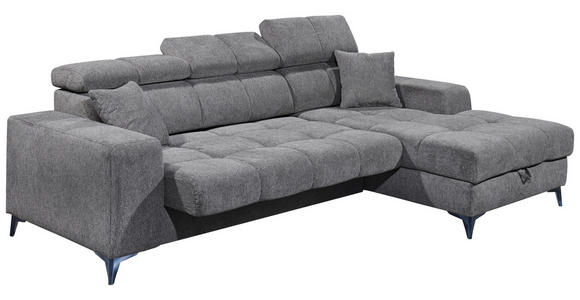 ECKSOFA Anthrazit Chenille  - Anthrazit/Schwarz, KONVENTIONELL, Kunststoff/Textil (268/172cm) - Carryhome