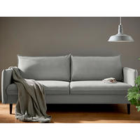 3-SITZER-SOFA JULI in Samt Dunkelgrau  - Dunkelgrau/Schwarz, Design, Holz/Textil (203/86/100cm) - P & B