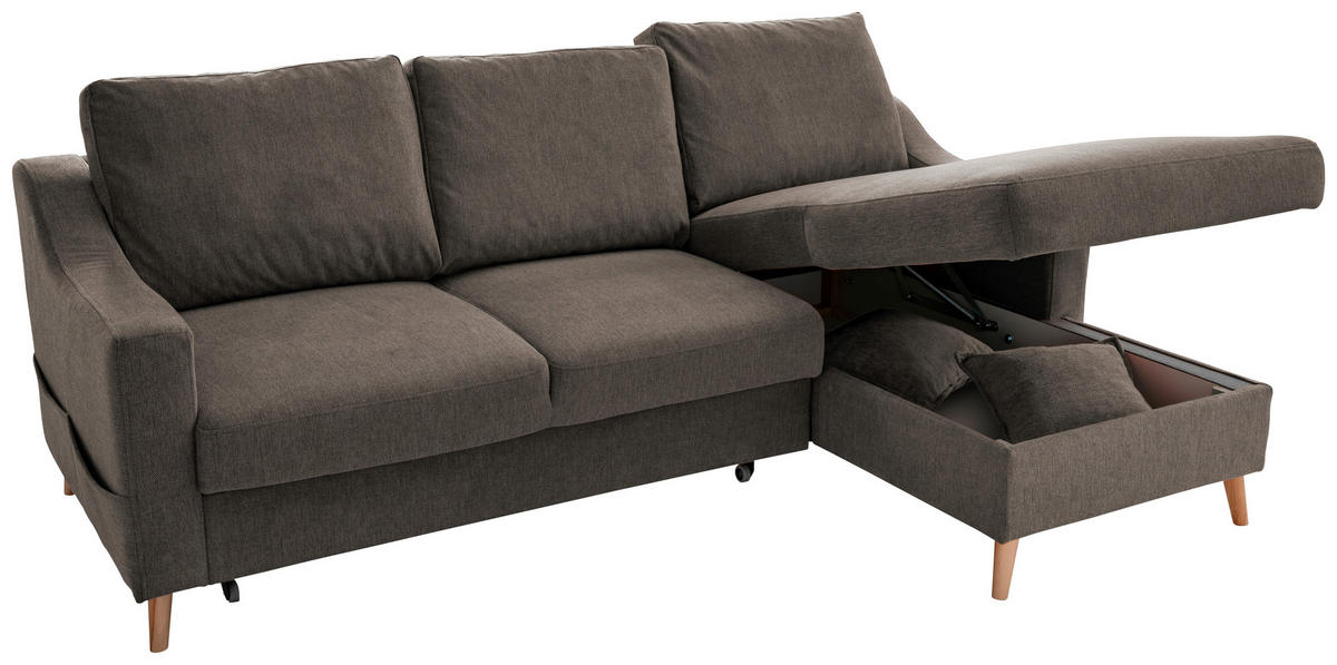 ECKSOFA in Struktur Braun  - Naturfarben/Braun, Konventionell, Holz/Textil (228/150cm) - P & B