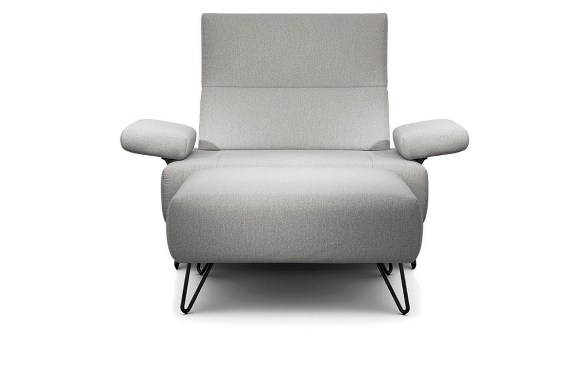 SESSELSET in Chenille Hellgrau  - Hellgrau/Schwarz, Design, Textil/Metall (114-142/85/86-94cm) - SENSOO