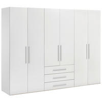 DREHTÜRENSCHRANK in Weiß, Weiß Hochglanz  - Weiß Hochglanz/Alufarben, KONVENTIONELL, Holzwerkstoff/Metall (292,8/218,6/59,6cm) - Xora