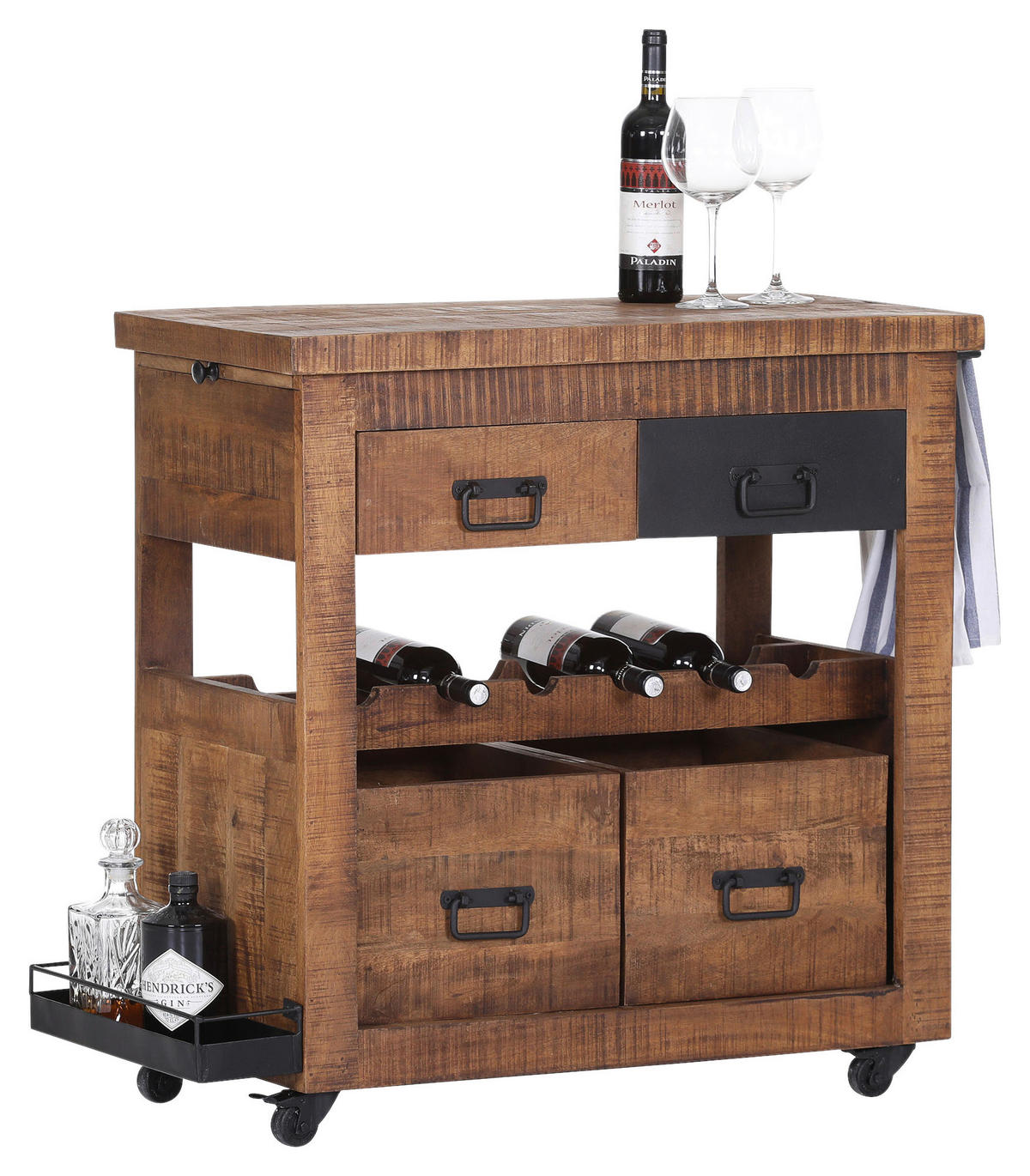 BARWAGEN Mangoholz massiv Naturfarben, Schwarz  - Schwarz/Naturfarben, KONVENTIONELL, Holz/Holzwerkstoff (97/43/85cm) - Landscape