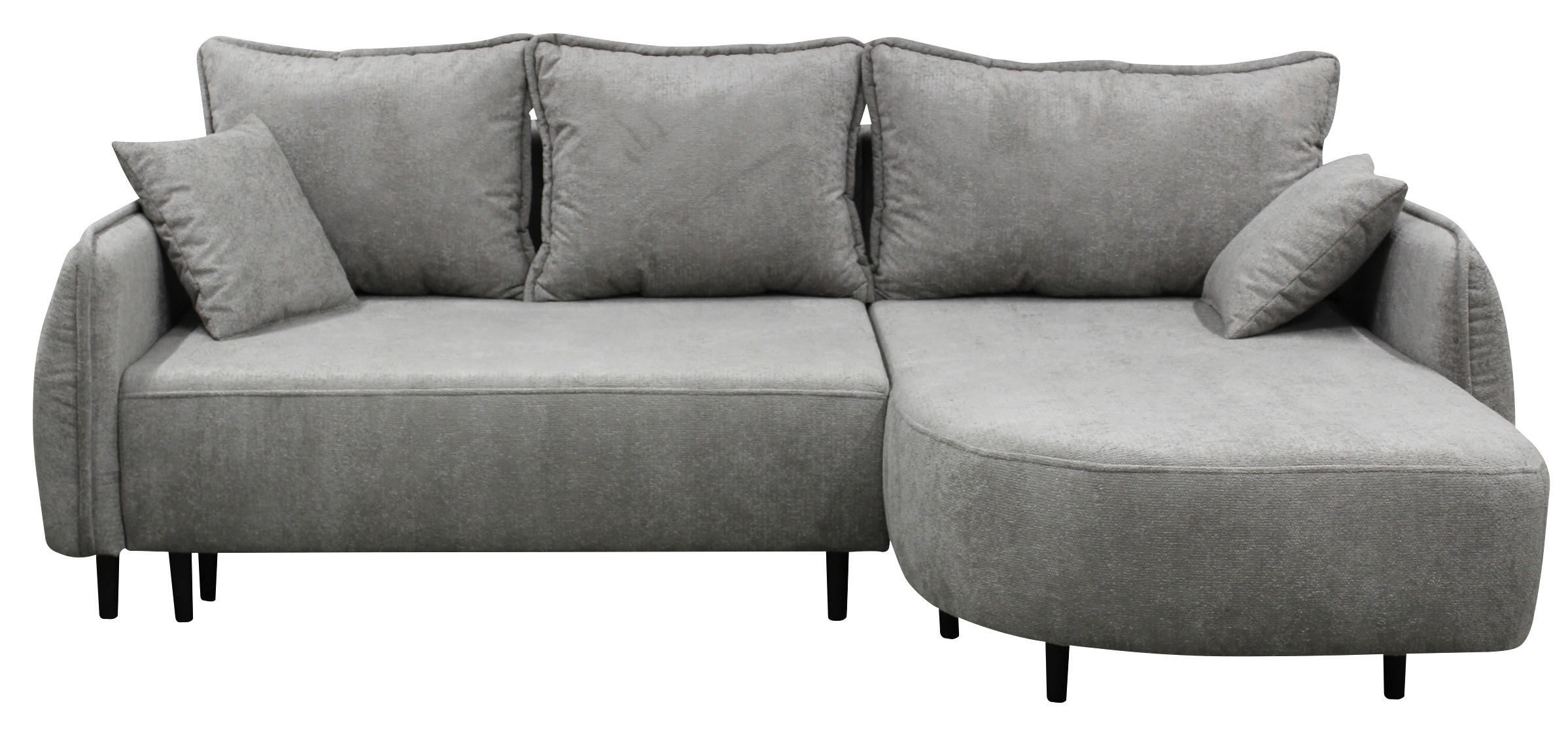 ECKSOFA MURANO Grau Chenille Zierkissen, Rückenkissen, Bettkasten  - Schwarz/Grau, Design, Holz/Textil (242/167cm) - MID.YOU