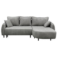 ECKSOFA MURANO Grau Chenille Zierkissen, Rückenkissen, Bettkasten  - Schwarz/Grau, Design, Holz/Textil (242/167cm) - MID.YOU