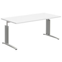 SCHREIBTISCH 160/80/70-82 cm  in Weiss, Alufarben  - Weiss/Alufarben, Konventionell, Holzwerkstoff/Metall (160/80/70-82cm) - Moderano