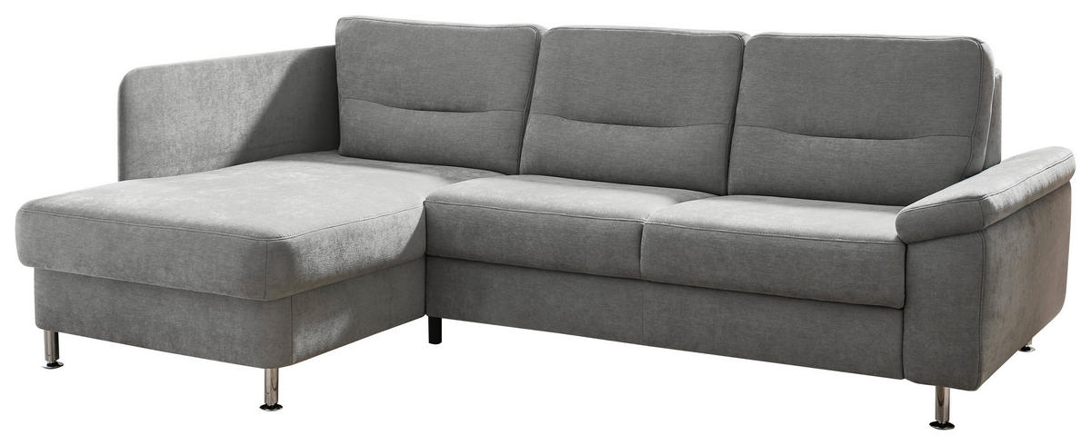 ECKSOFA  in Flachgewebe Grau  160/244 cm  - Alufarben/Grau, KONVENTIONELL, Textil/Metall (160/244cm) - Beldomo Comfort