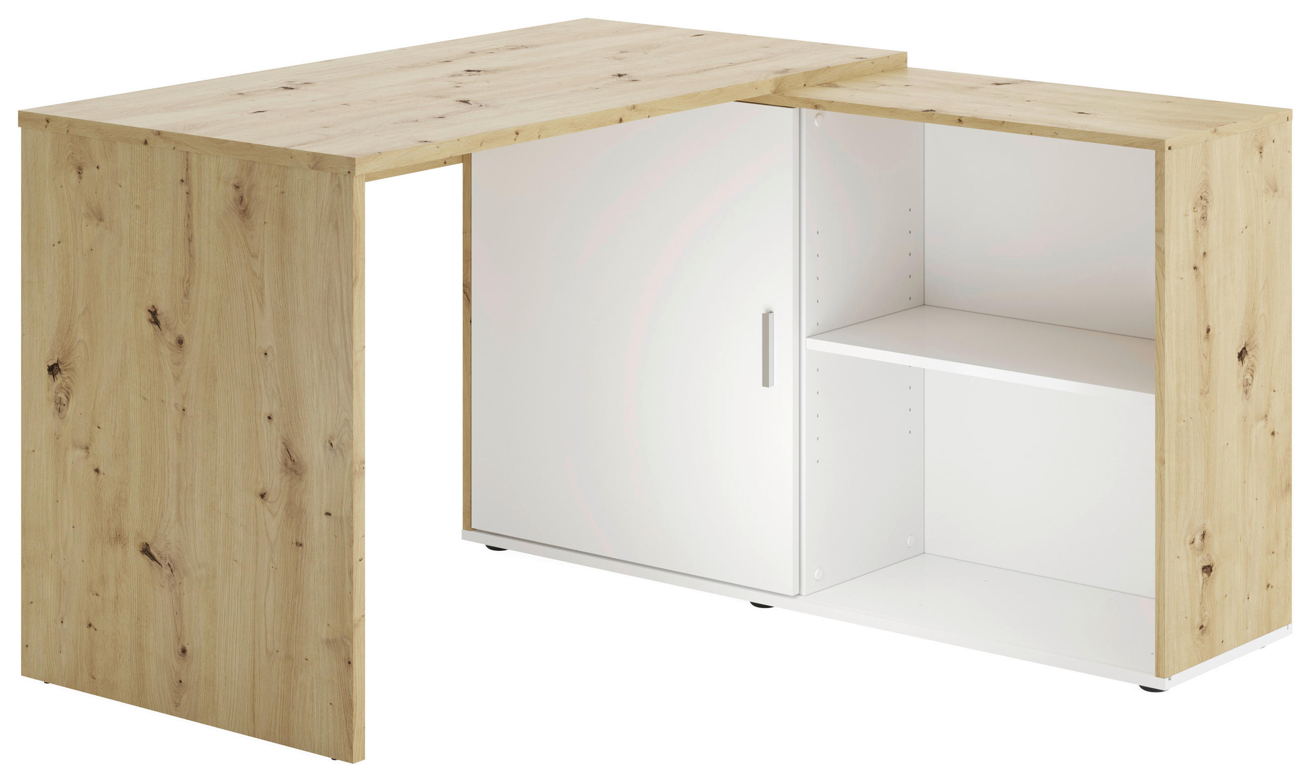 SCHREIBTISCHKOMBINATION 119/124/75 cm Weiß, Eiche Artisan  - Eiche Artisan/Weiß, KONVENTIONELL, Holzwerkstoff (119/124/75cm) - MID.YOU