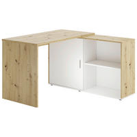 PÍSACÍ STÔL S ÚLOŽ. PRIESTORO, biela, dub artisan, 119/124/75 cm - biela/dub artisan, Konventionell, kompozitné drevo (119/124/75cm) - MID.YOU