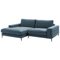 ECKSOFA  in Velours Blaugrau  177/253 cm  - Blaugrau/Schwarz, Design, Textil/Metall (177/253cm) - Dieter Knoll