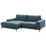 ECKSOFA  in Velours Blaugrau  177/253 cm  - Blaugrau/Schwarz, Design, Textil/Metall (177/253cm) - Dieter Knoll