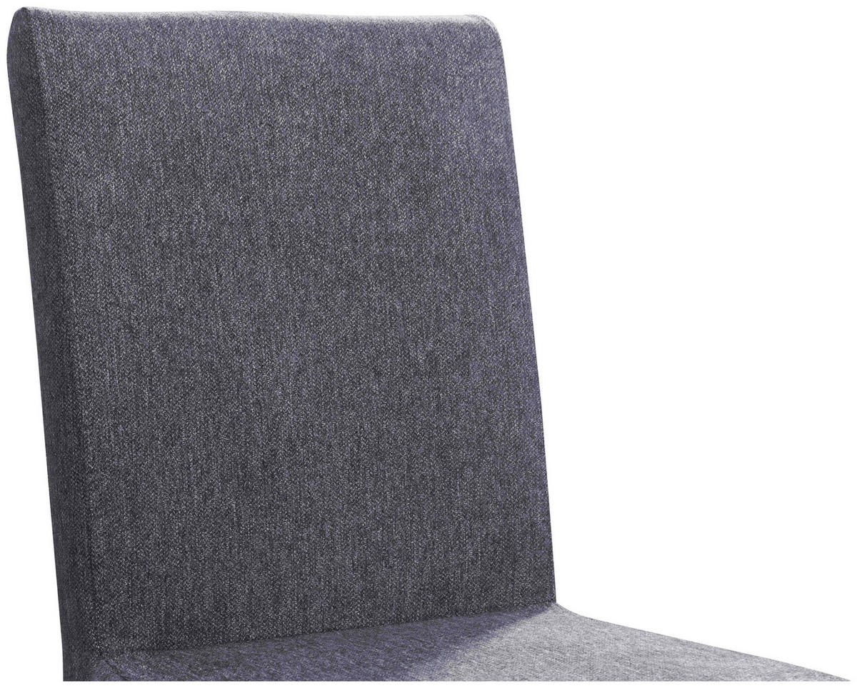 STUHL Webstoff Blau, Eichefarben Eiche vollmassiv  - Blau/Eichefarben, KONVENTIONELL, Holz/Textil (47/94/59cm) - Linea Natura