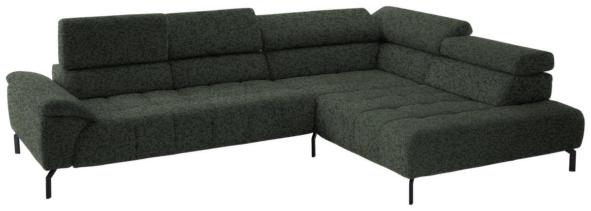 ECKSOFA in Chenille Grün  323/222 cm  - Schwarz/Grün, Design, Textil/Metall (323/222cm) - Beldomo Style