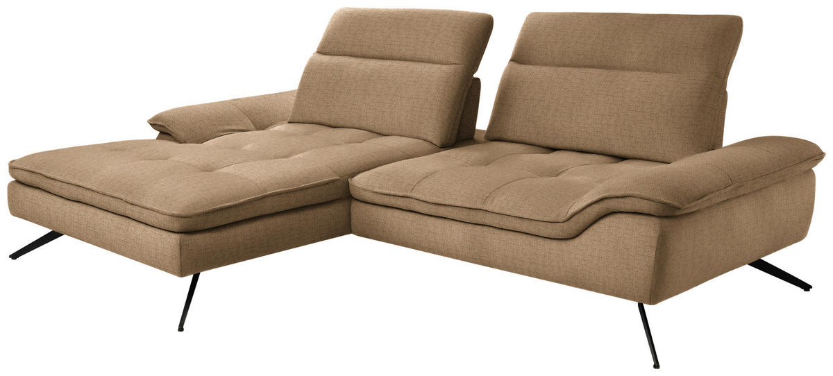 ECKSOFA in Chenille Rostfarben  - Rostfarben/Schwarz, Design, Textil/Metall (179-202/288cm) - Stylife