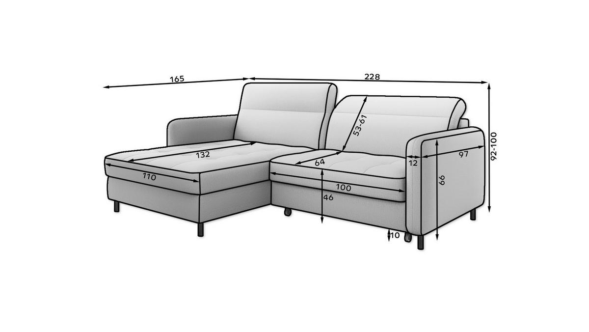 ECKSOFA in Velours Beige  165/228 cm  - Beige/Schwarz, Design, Textil/Metall (165/228cm) - MID.YOU
