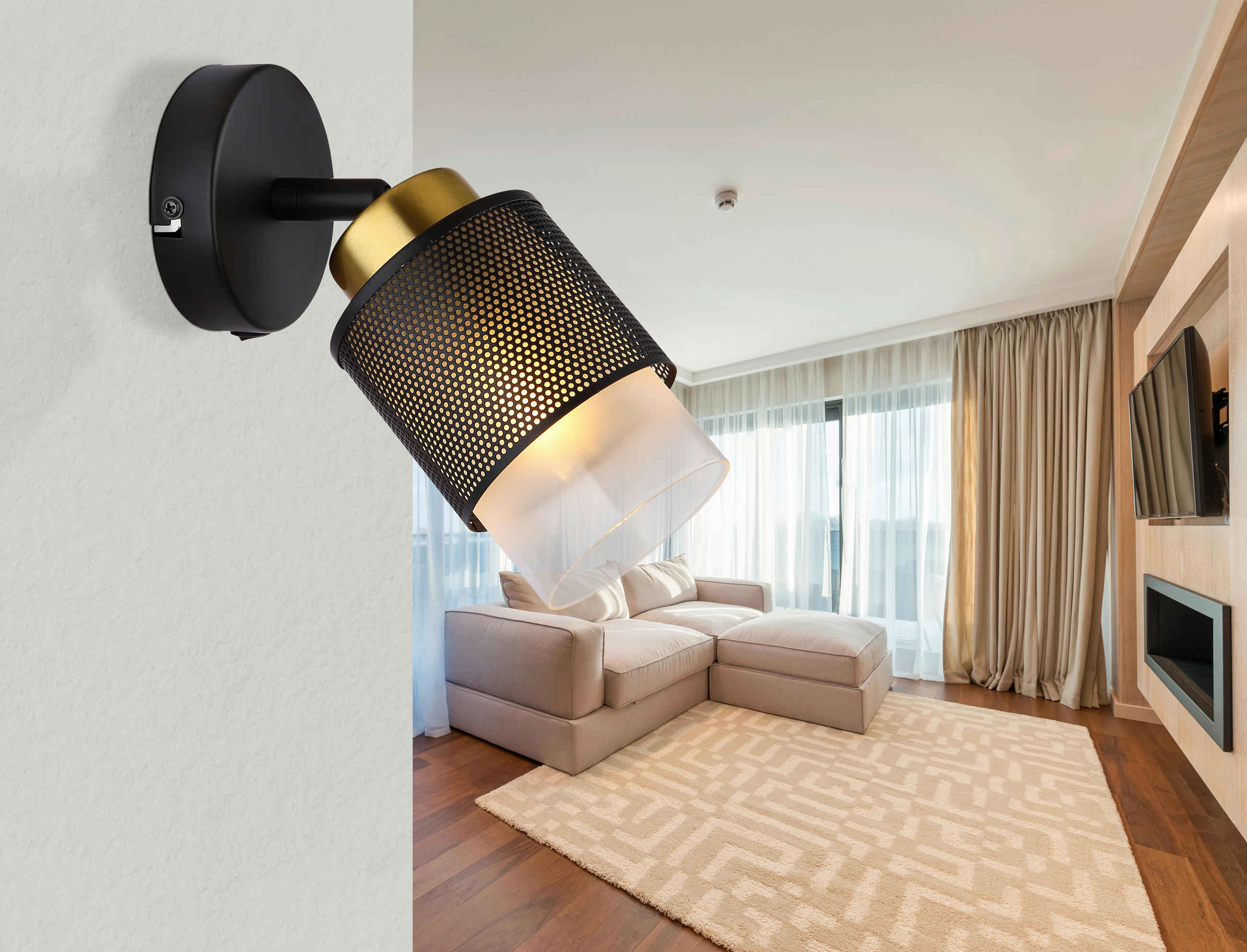 Thumbnail - Globo Strahler, Klar, Schwarz, Messing, Metall, Glas, 19 cm, Lampen & Leuchten, Innenbeleuchtung, Spots & Strahler, Deck...