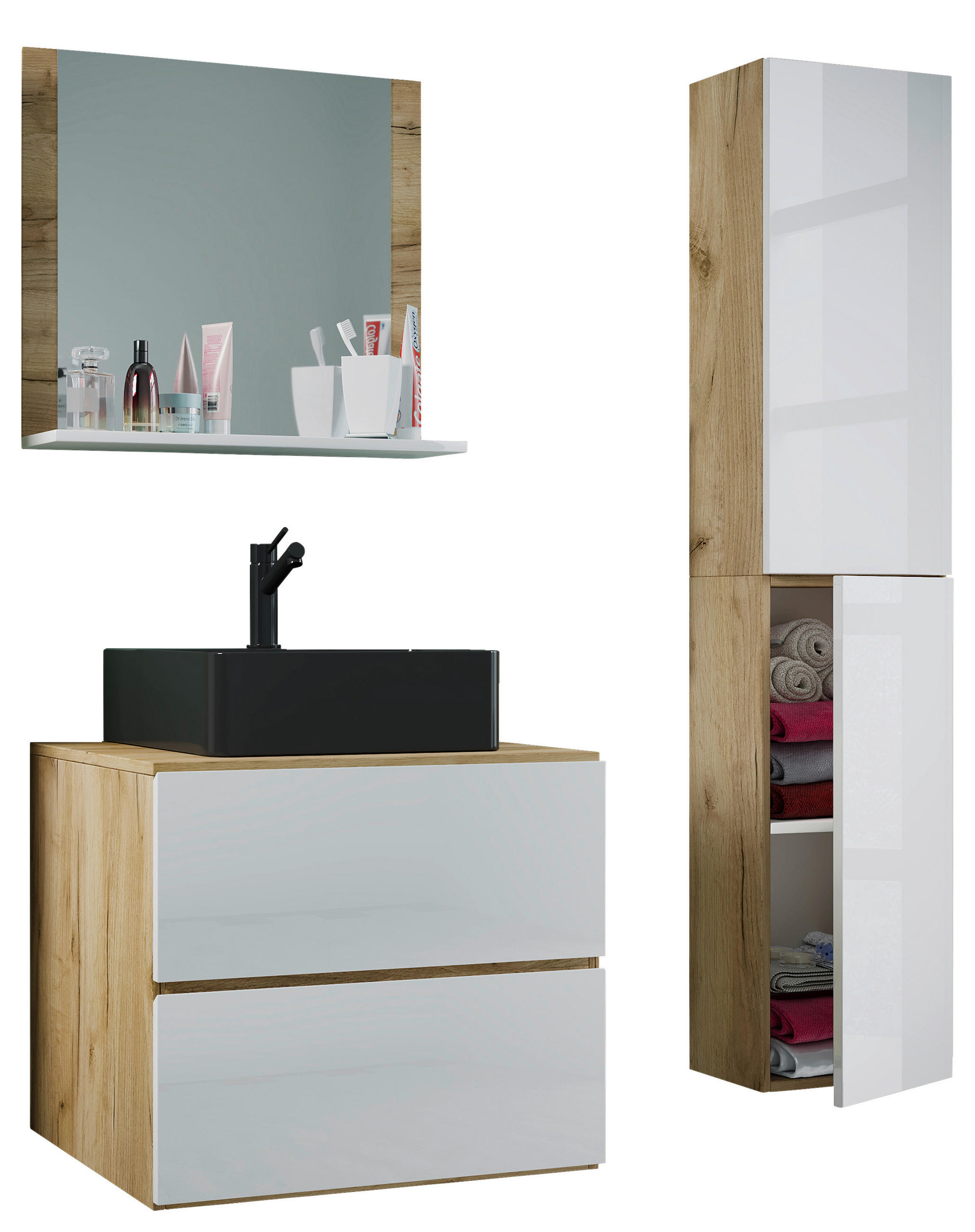 BADRUM 94 cm vit, honungsek /94 cm