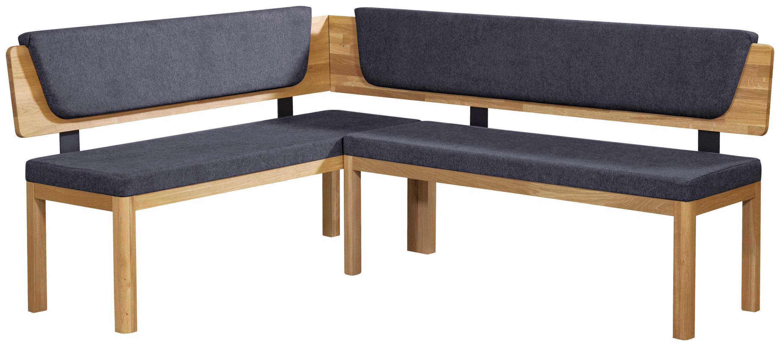 ECKBANK 155/195 cm Webstoff Eichefarben, Blau Eiche vollmassiv   - Blau/Eichefarben, KONVENTIONELL, Holz/Textil (155/195cm) - Linea Natura