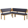 ECKBANK 155/195 cm Webstoff Eichefarben, Blau Eiche vollmassiv   - Blau/Eichefarben, KONVENTIONELL, Holz/Textil (155/195cm) - Linea Natura
