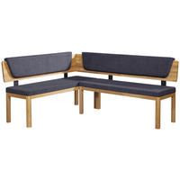 ECKBANK 171/248 cm Webstoff Blau, Eichefarben Eiche vollmassiv   - Blau/Eichefarben, KONVENTIONELL, Holz/Textil (171/248cm) - Linea Natura