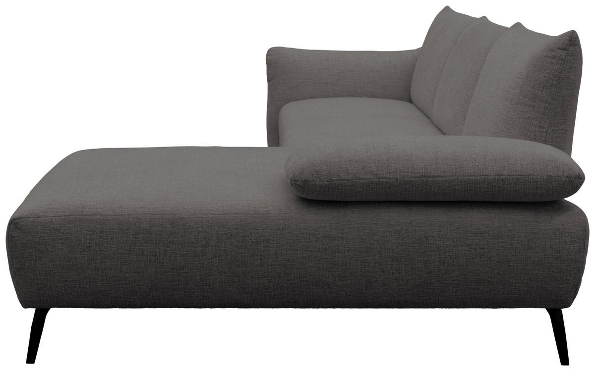 ECKSOFA 200 030 Grau Chenille  - Beige/Schwarz, MODERN, Textil/Metall (274/155cm) - Livetastic