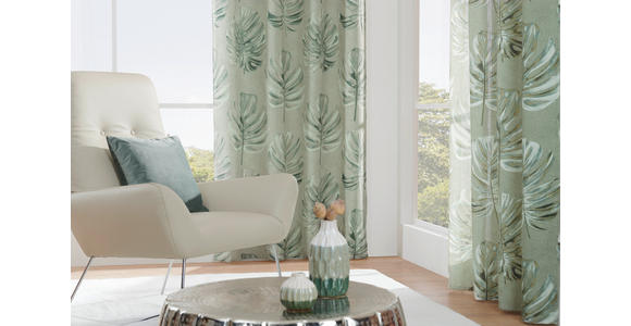 ÖSENVORHANG halbtransparent - Grün, KONVENTIONELL, Textil (140/245cm) - Esposa