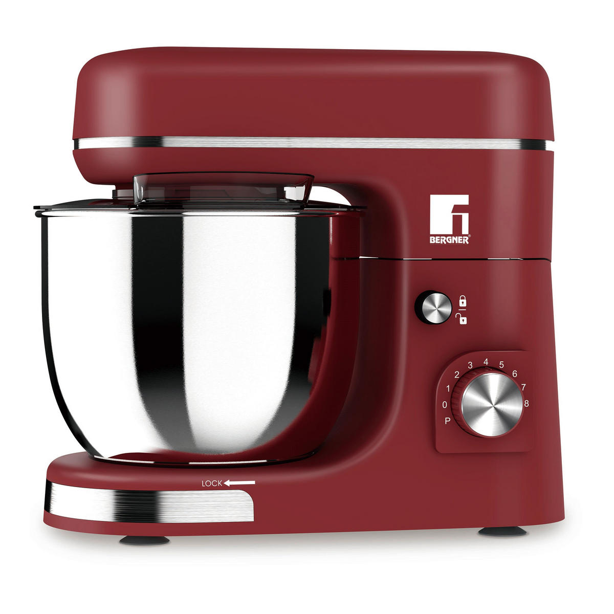 KÜCHENMASCHINE MAROON  - Silberfarben/Dunkelrot, Basics, Kunststoff/Metall (38,5/23/34,5cm) - BERGNER