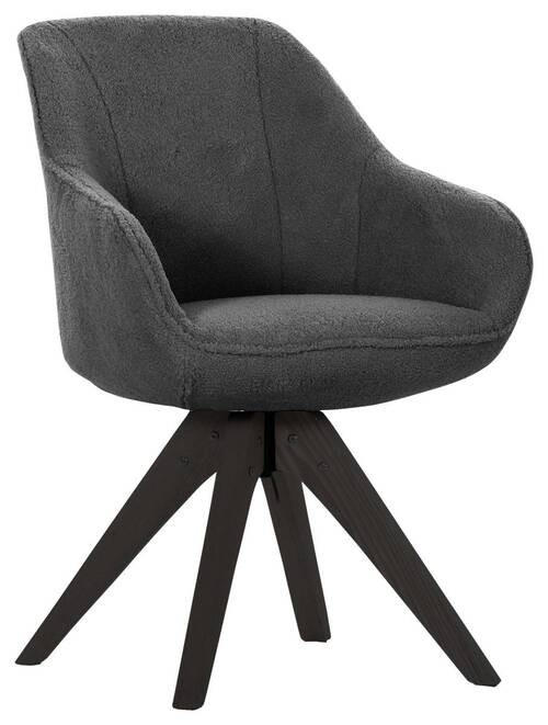 ARMLEHNSTUHL in Bouclé, Teddystoff - Anthrazit/Schwarz, Design, Holz/Textil (60/83/65cm) - Landscape