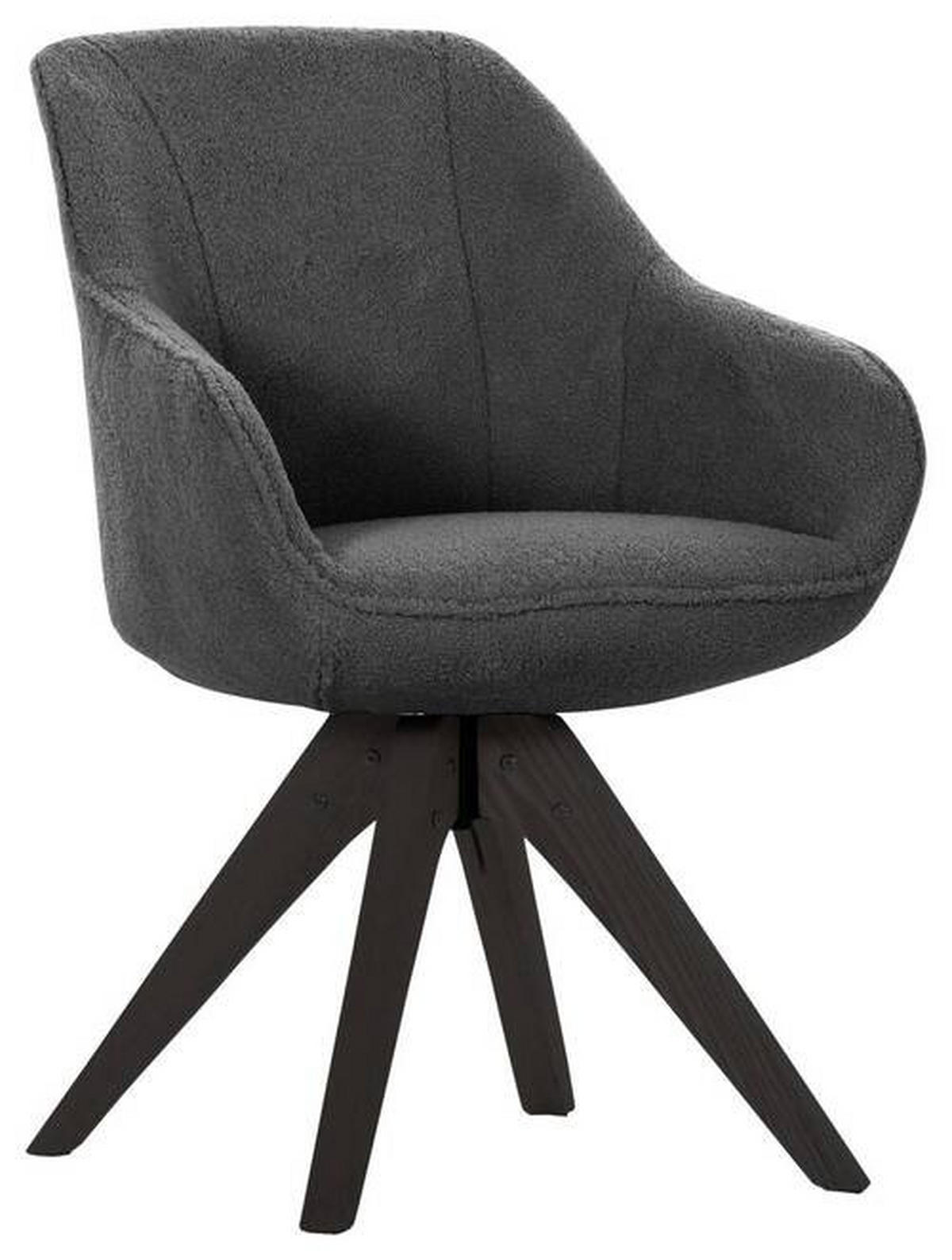 ARMLEHNSTUHL  in Bouclé, Teddystoff  - Anthrazit/Schwarz, Design, Holz/Textil (60/83/65cm) - Landscape