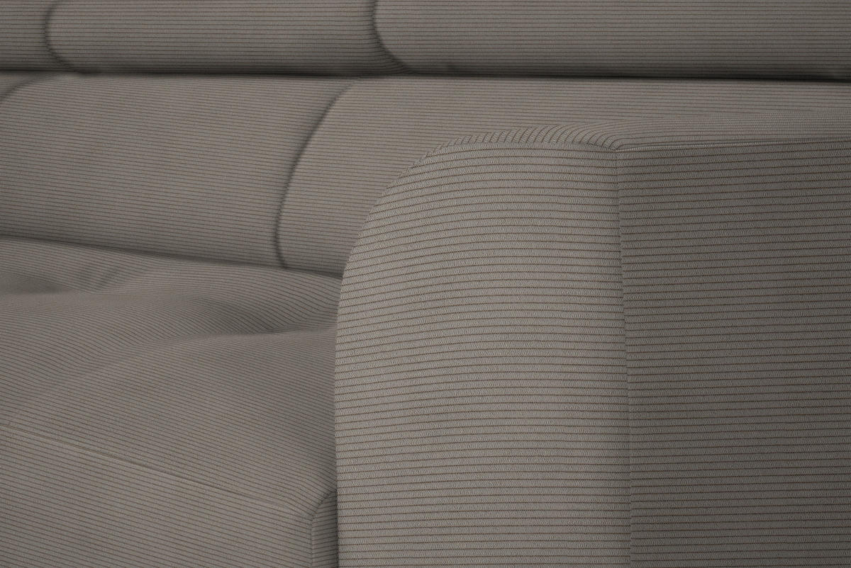 ECKSOFA Graubraun Feincord  - Graubraun/Schwarz, Design, Textil/Metall (205/280cm) - Xora