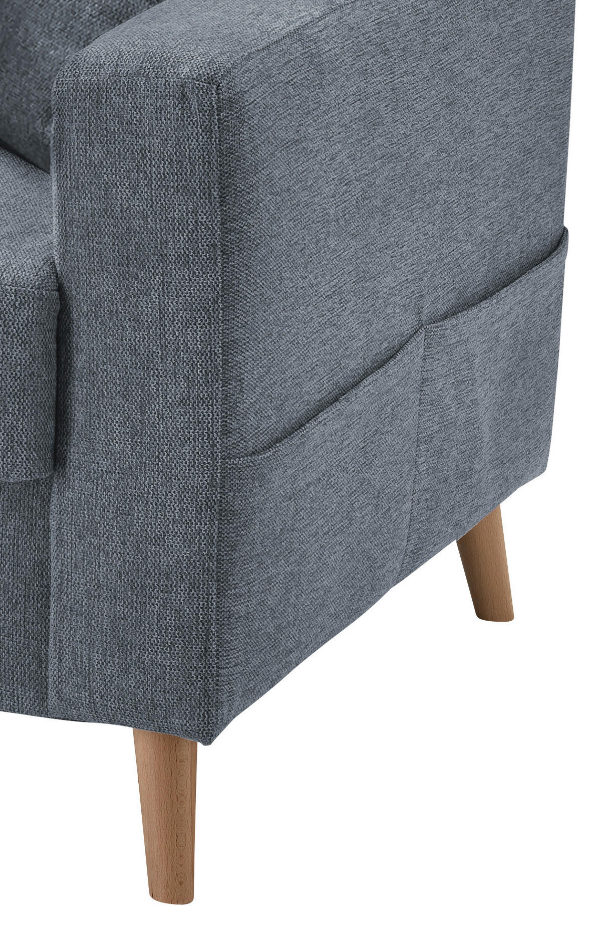 ECKSOFA in Struktur Blau  150/228 cm  - Blau/Naturfarben, KONVENTIONELL, Holz/Textil (150/228cm) - P & B