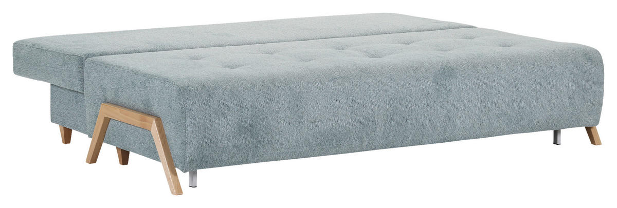 SCHLAFSOFA  mit Liegefunktion, Rücken echt Flachgewebe Mintgrün  - Buchefarben/Mintgrün, KONVENTIONELL, Holz/Textil (204/75/100cm) - Carryhome