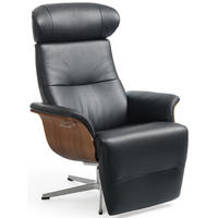 RELAXSESSEL in Holz, Leder Schwarz, Walnussfarben  - Walnussfarben/Schwarz, Design, Leder/Holz (80/103/88cm) - Conform