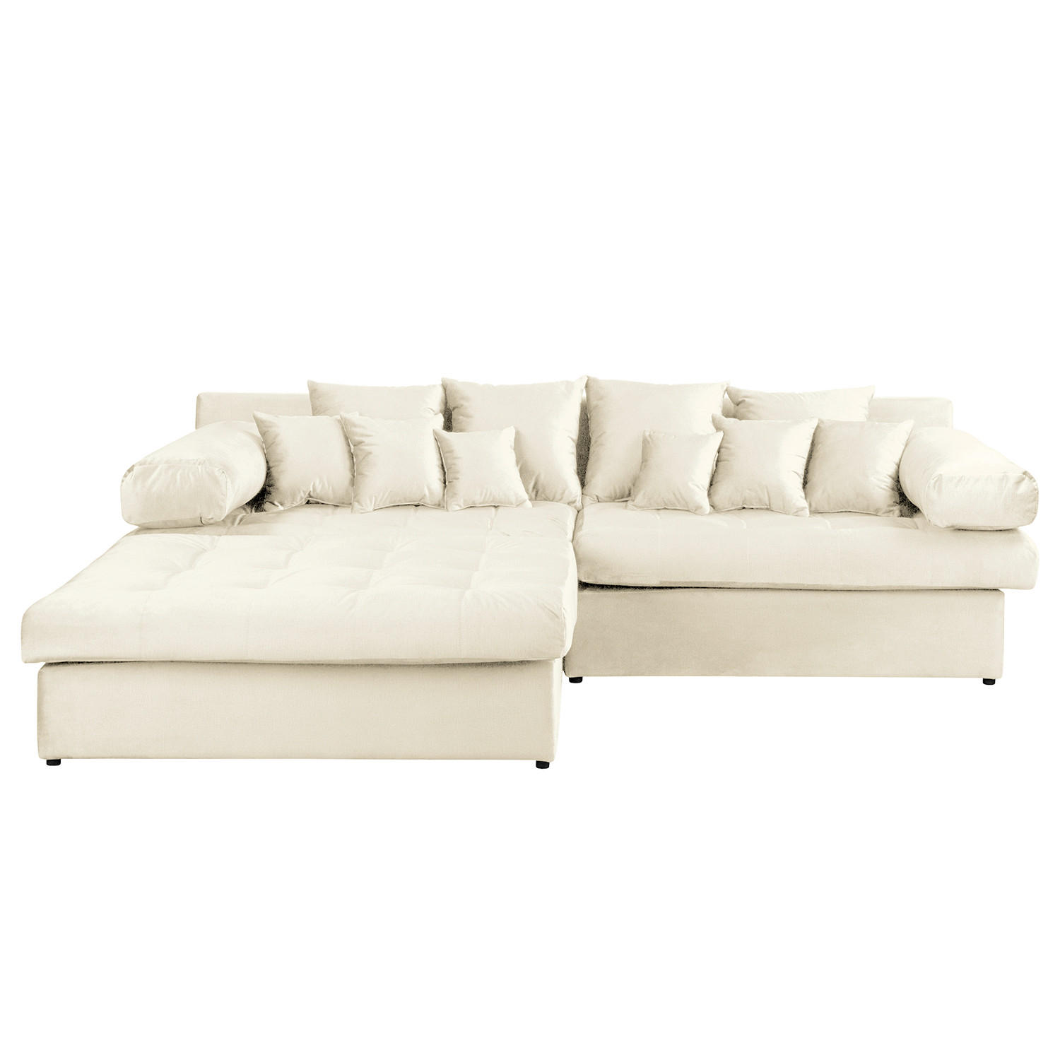 ECKSOFA Naomi in Velours Beige Rückenkissen  243/284 cm  - Beige/Schwarz, Design, Kunststoff/Textil (243/284cm) - P & B