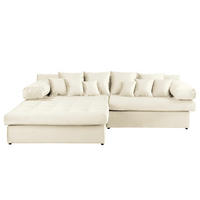 ECKSOFA Naomi in Velours Beige Rückenkissen  243/284 cm  - Beige/Schwarz, Design, Kunststoff/Textil (243/284cm) - P & B