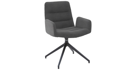 ARMLEHNSTUHL  in Cord  - Dunkelgrau/Schwarz, Design, Textil/Metall (61/88/66cm) - Dieter Knoll