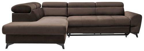ECKSOFA Dunkelbraun Velours  - Dunkelbraun/Schwarz, MODERN, Textil/Metall (212/272cm) - MID.YOU